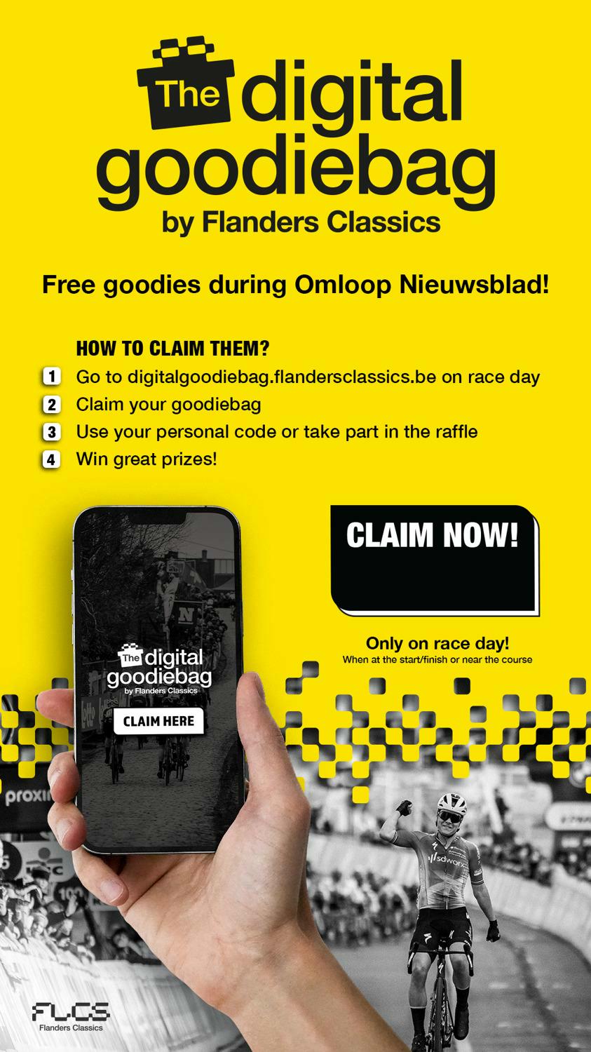 Claim jouw digitale goodiebag langs het parcours van Omloop het Nieuwsblad